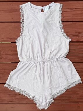 Forever 21 Light Lavender Lace-Trim Romper Pajama